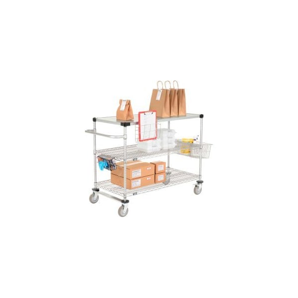 Nexel Curbside Cart, Nexelate , 36L x 18W x 40H, 2 Wire, 1 Solid Shelf, Polyurethane Casters CS18362EP - main